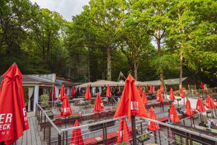 Terrasse de La Cabane Meudon entourée par la forêt, restaurant avec grande capacité d’accueil et espaces événementiels à Meudon